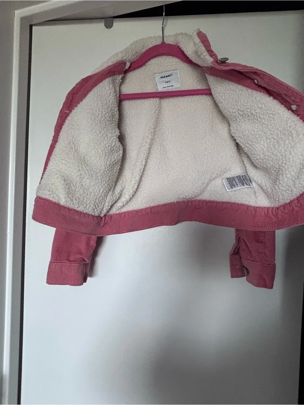 Old Navy Rose Pink Corduroy Jacket with White Sherpa Collar